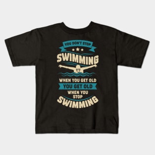 Swimming Old Man Swimmer Grandpa Gift Kids T-Shirt